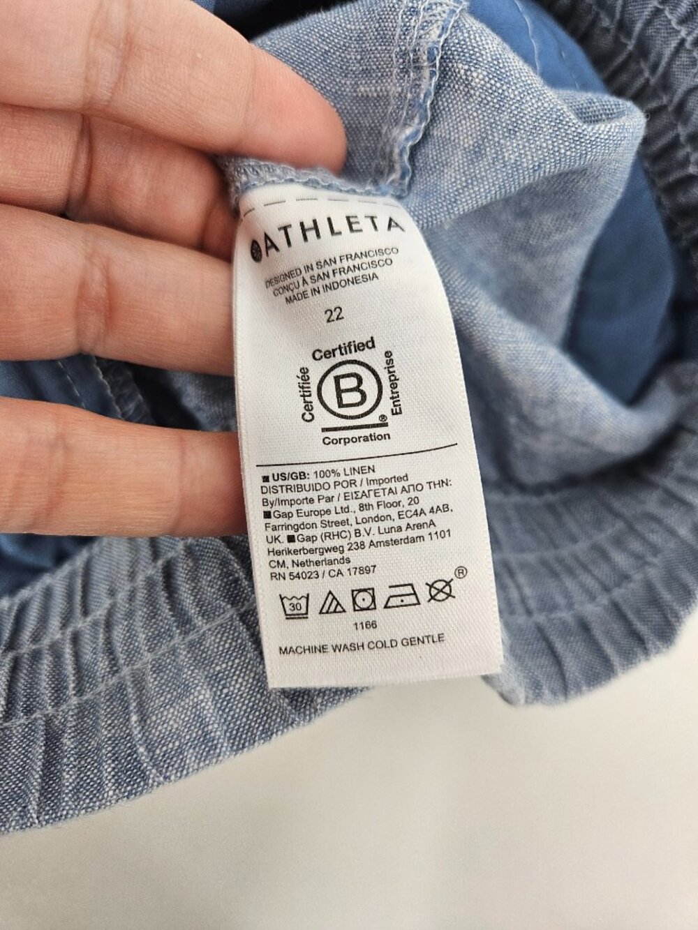 Athleta Retreat Linen 4" Shorts Chambray Wash Blue Women's Size 22 Mid Rise - Picture 9 of 13